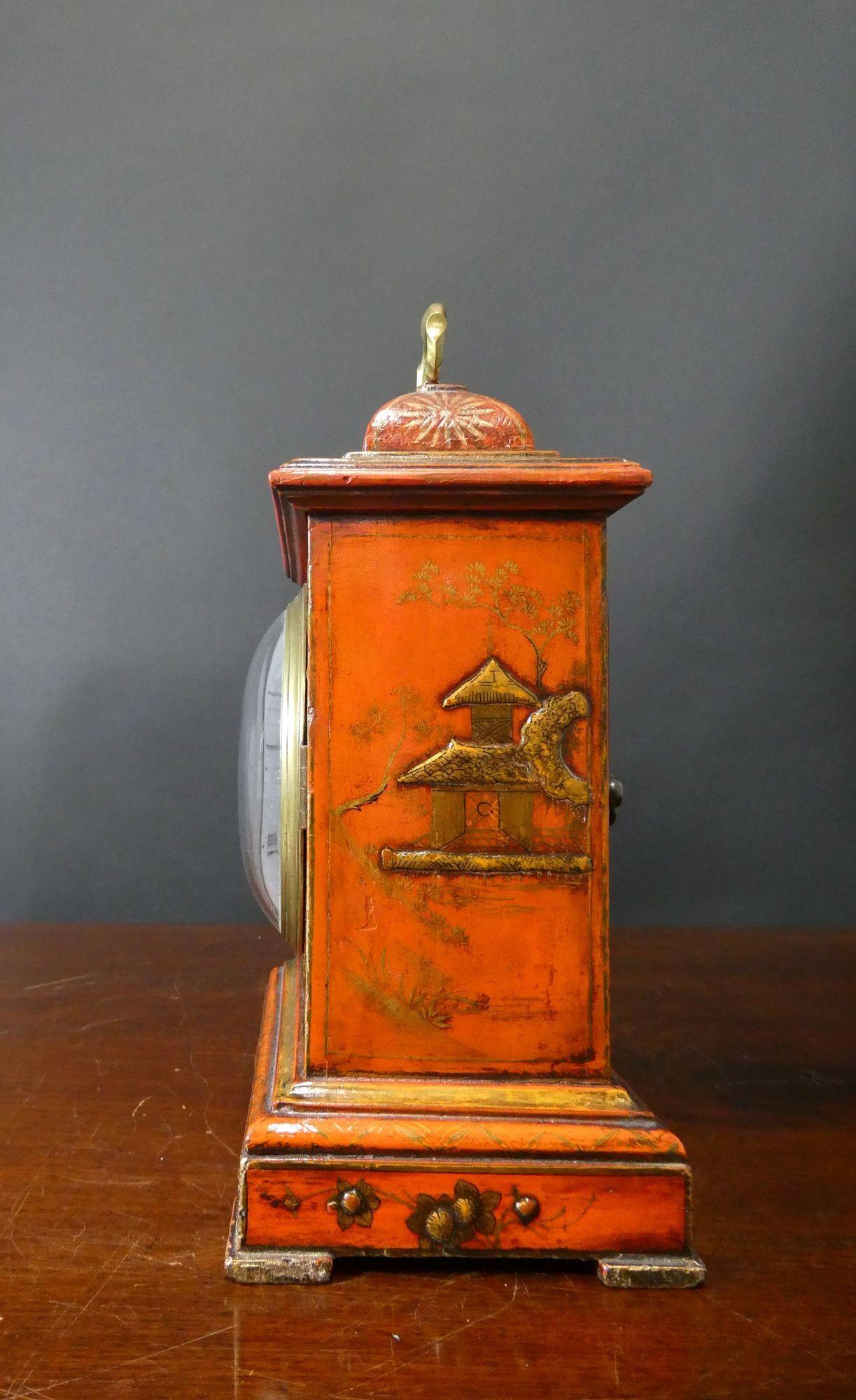 Edwardian Bell Top Chinoiserie Strking Mantel Clock For Sale 1