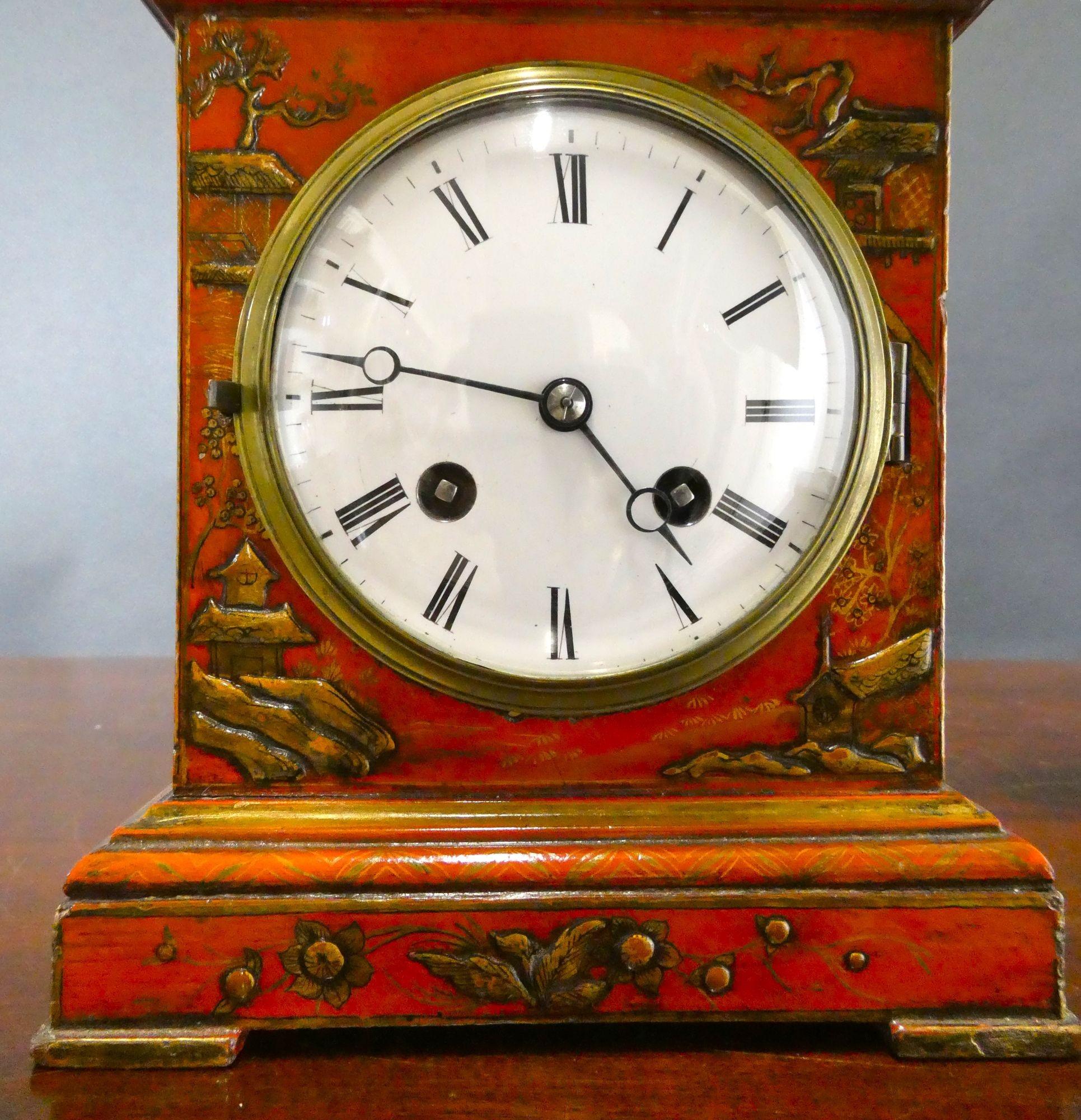 Edwardian Bell Top Chinoiserie Strking Mantel Clock For Sale 2