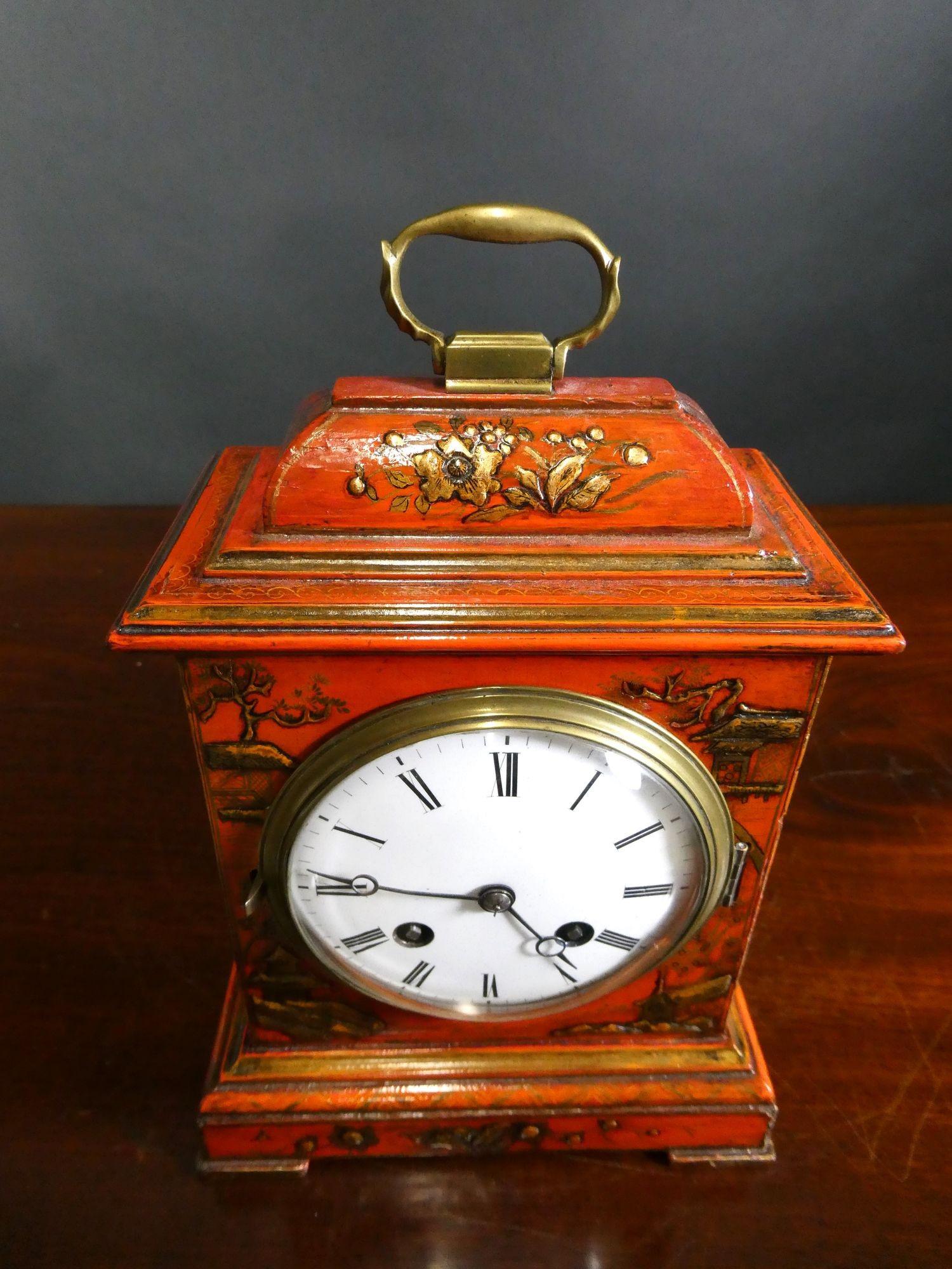 Edwardian Bell Top Chinoiserie Strking Mantel Clock For Sale 3