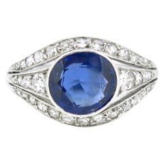 Antique Edwardian Belle Epoque 2.2 Carat Burmese Sapphire Diamond Platinum Ring