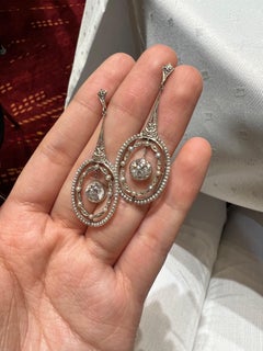 Ohrringe aus der edwardianischen Belle Époque mit Diamanten und Naturperlen, CIRCA 1910