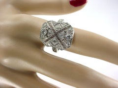 Edwardian Belle Époque Platinum Diamond Delicate Lacy Dinner Ring