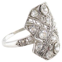 Antique Edwardian Belle Époque Platinum Diamond Delicate Lacy Dinner Ring