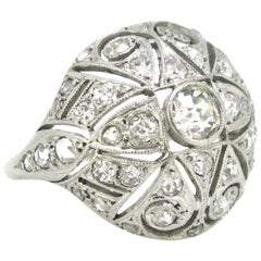 Edwardian Belle Époque Platinum Diamonds Bombe Dome Fashion Wedding Ring