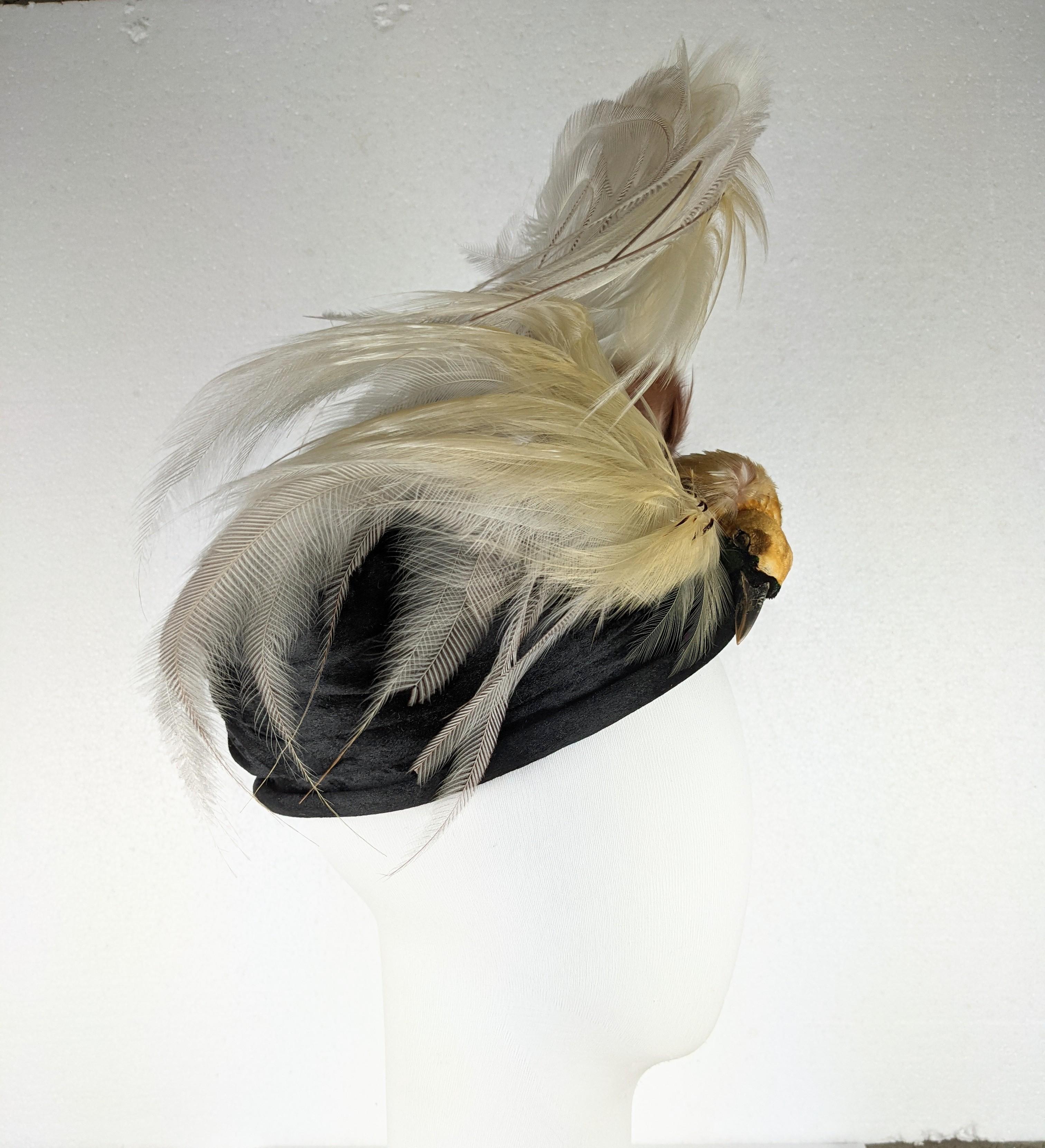 Beige Edwardian Bird of Paradise Hat For Sale
