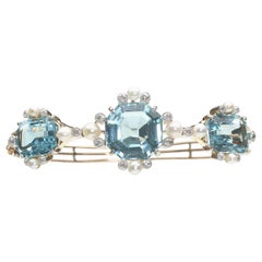 Edwardian Birks of Canada Aquamarin, Perle, Diamant und Gold Armreif, um 1905