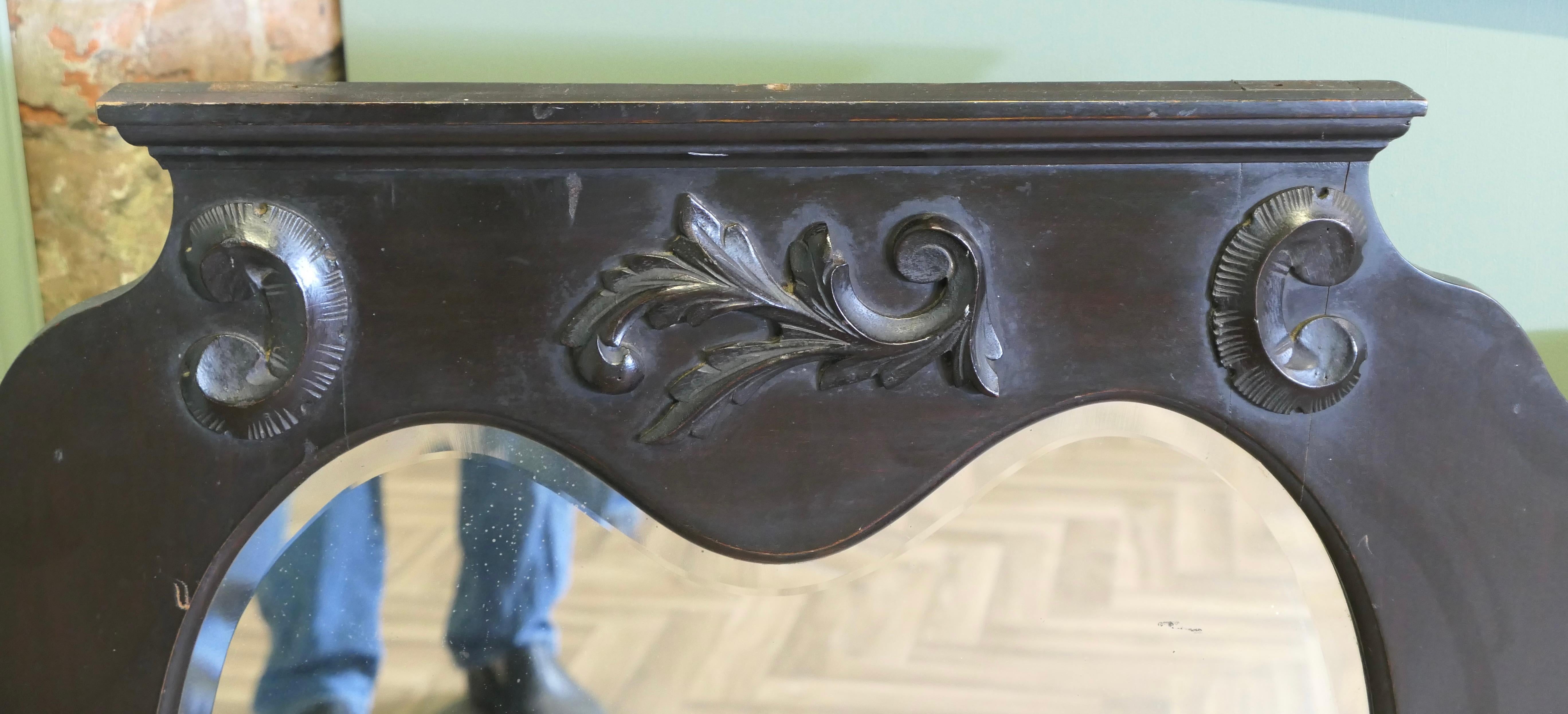 Edwardian Black Lacquer Overmantel mit Herz Spiegel im Angebot 1
