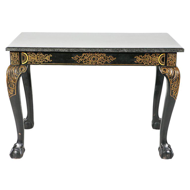 Edwardian Black-Lacquered and Parcel-Gilt Center Table For Sale
