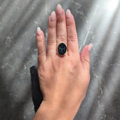 Edwardian Bloodstone 18K Yellow Gold Antique Carved Eagle Intaglio Signet Ring