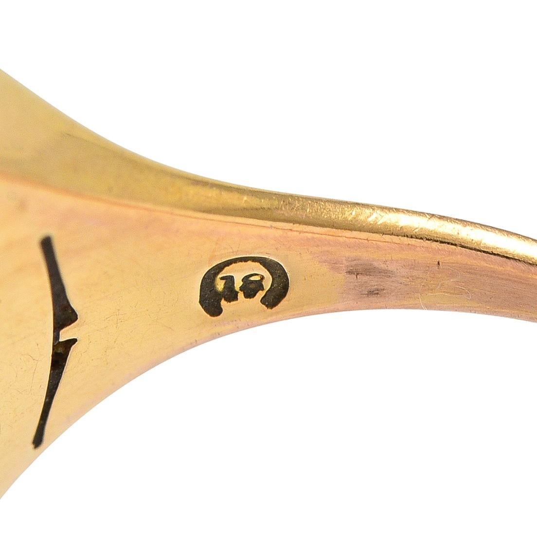 Anello Edwardiano in pietra sanguigna in oro giallo 18 carati con incisione antica dell'aquila in vendita 1