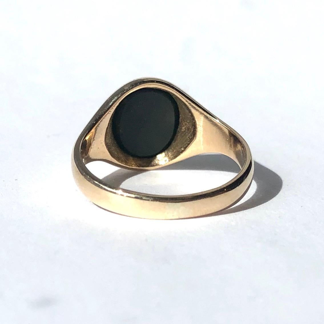 Edwardian Bloodstone and 9 Carat Gold Signet Ring In Good Condition In Chipping Campden, GB