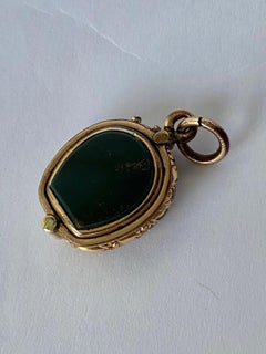 Edwardian Bloodstone and Carnelian 9 Carat Gold Locket Fob
