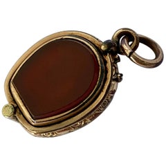 Antique Edwardian Bloodstone and Carnelian 9 Carat Gold Locket Fob