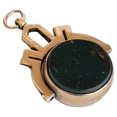 Edwardian Bloodstone and Carnelian 9 Carat Gold Spinning Fob