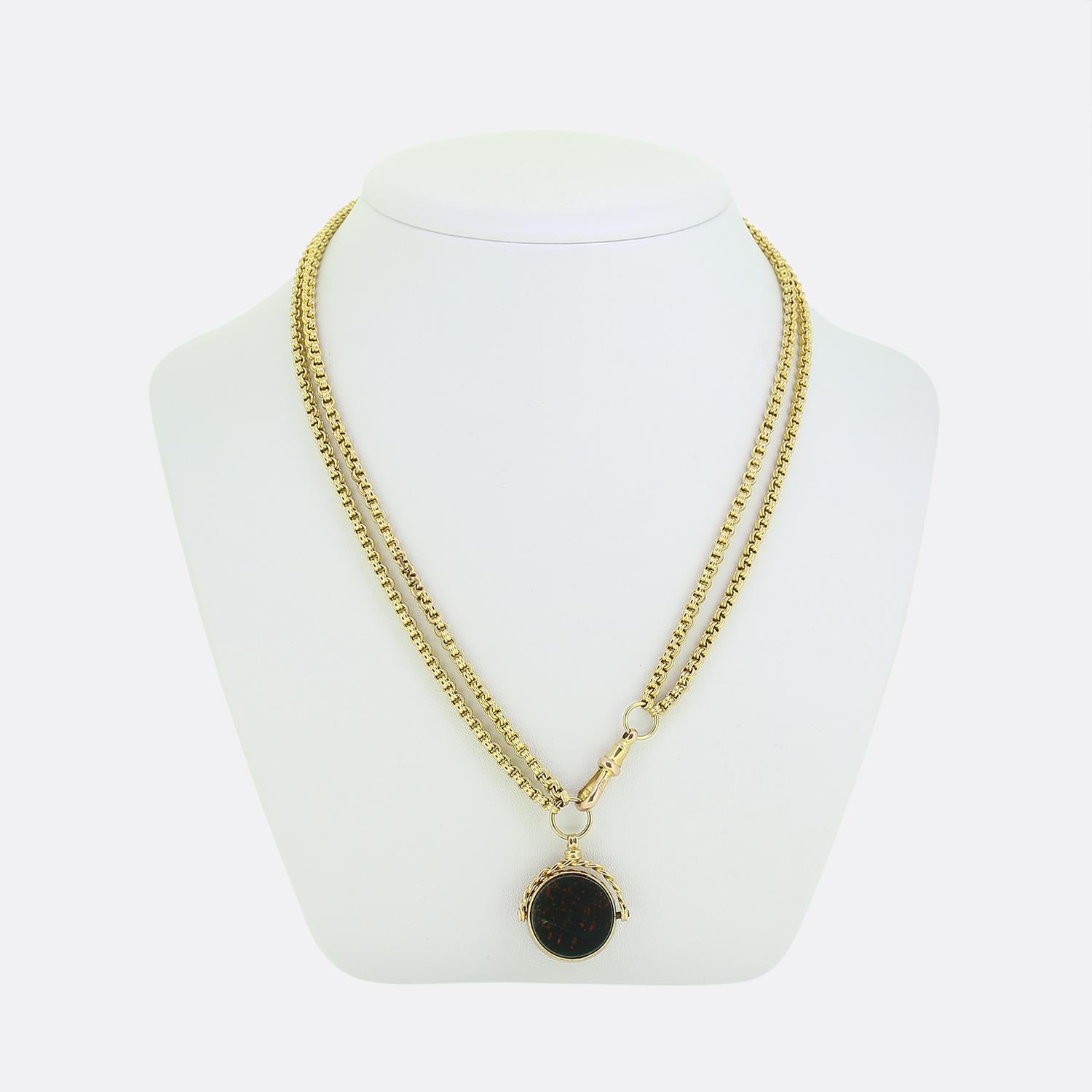 Round Cut Edwardian Bloodstone and Carnelian Fob Pendant