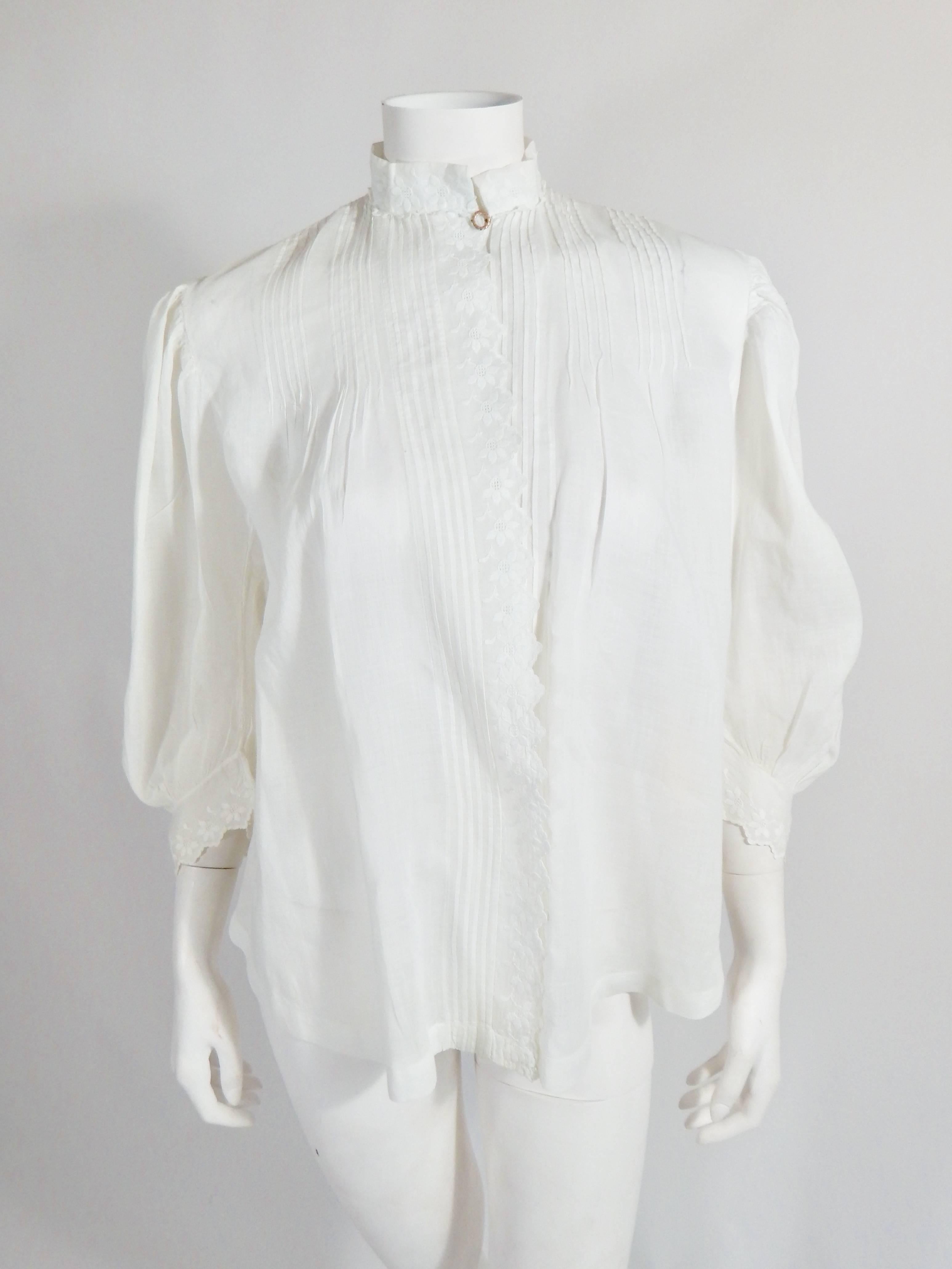 Gray Embroidered Edwardian Blouse For Sale