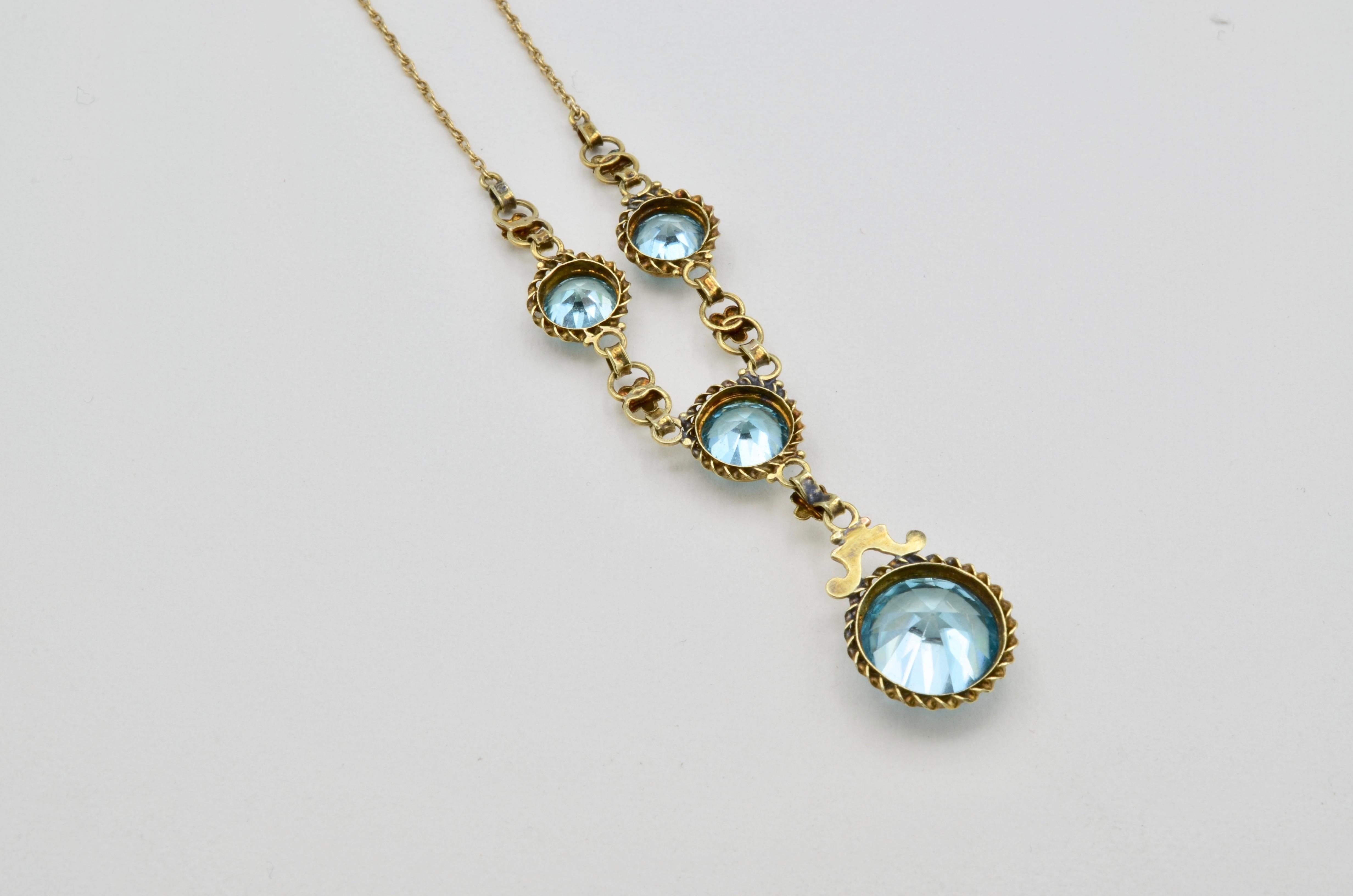blue zircon gold necklace