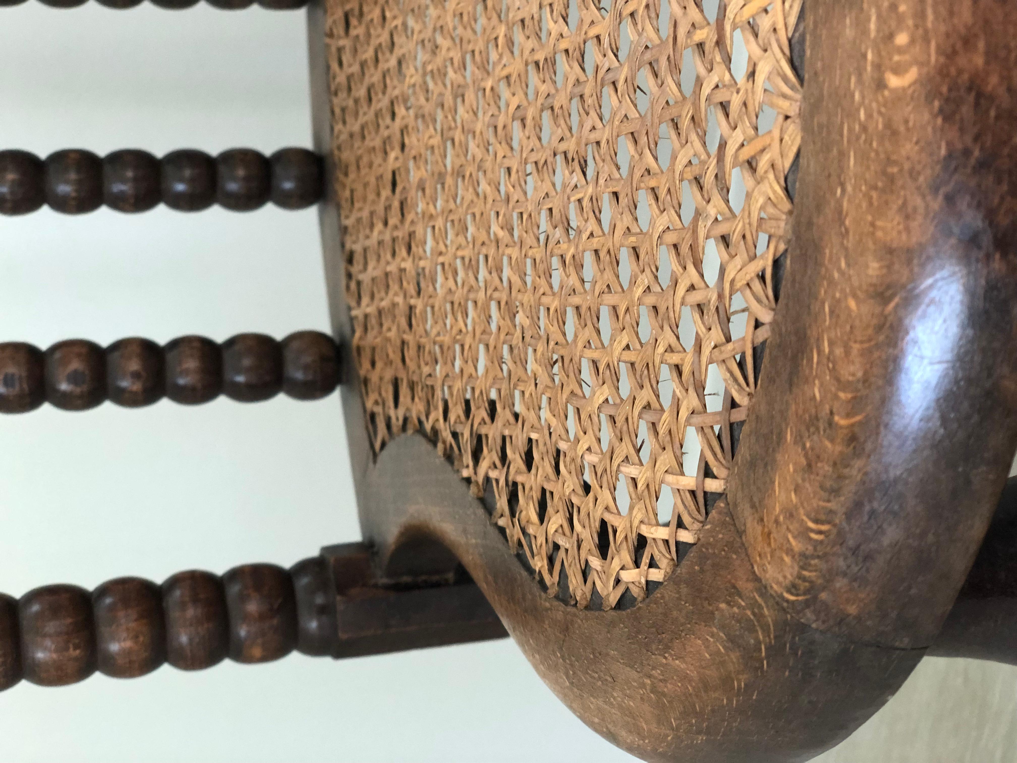 Fauteuil Bobbin édouardien avec canne début du 20ème siècle en vente 4