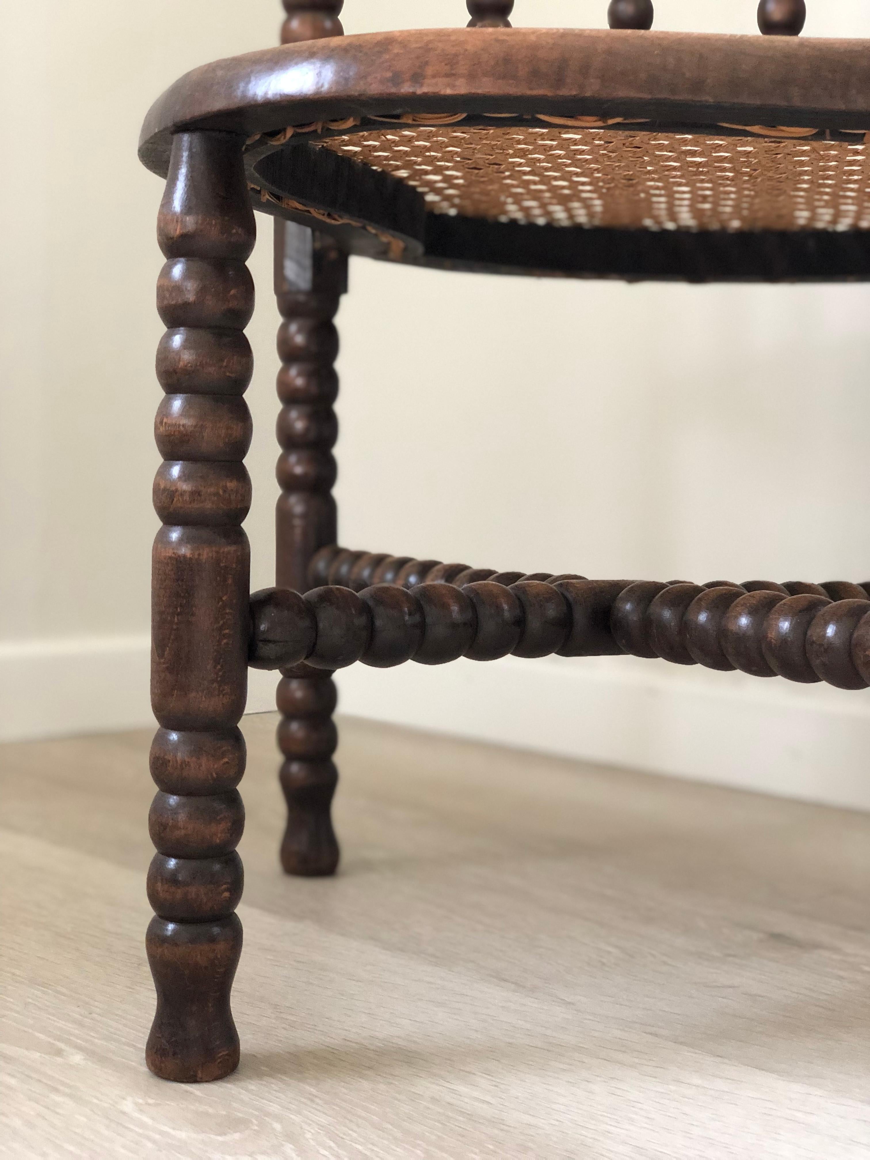 Canne Fauteuil Bobbin édouardien avec canne début du 20ème siècle en vente