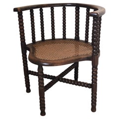 Edwardian Bobbin Arm Chair With Cane Early 20th Century