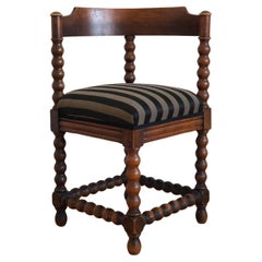 Edwardian Bobbin Corner Chair With Fabric Early 20th Century