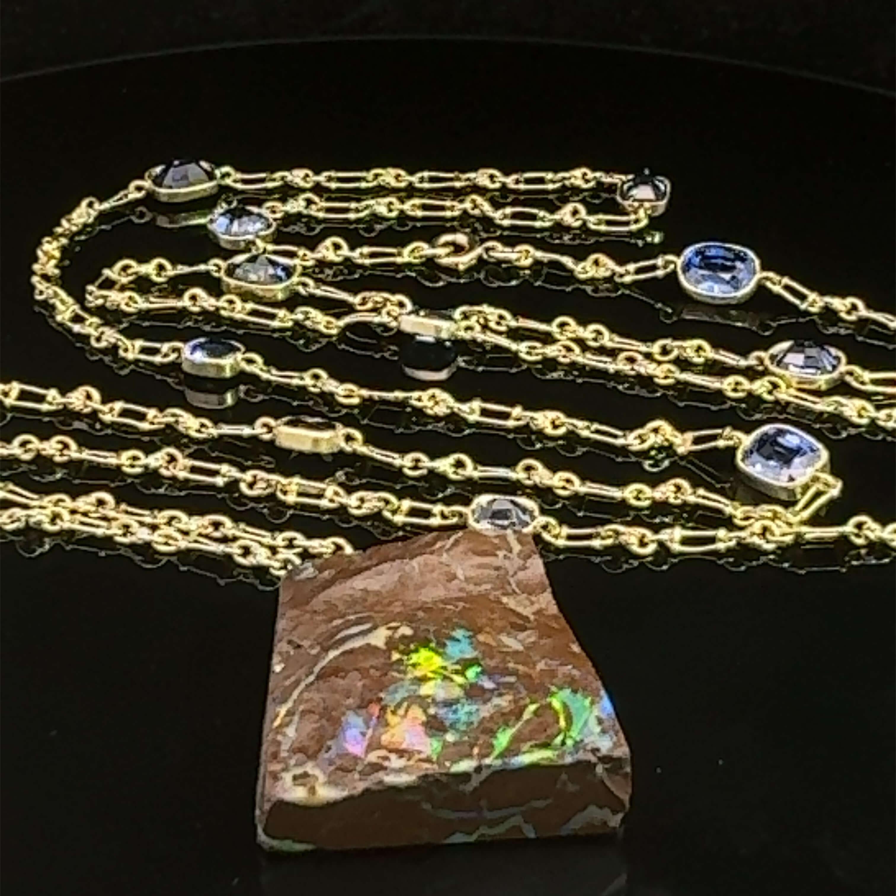 Edwardian Boulder Opal Necklet Circa 1910-1920s For Sale 4