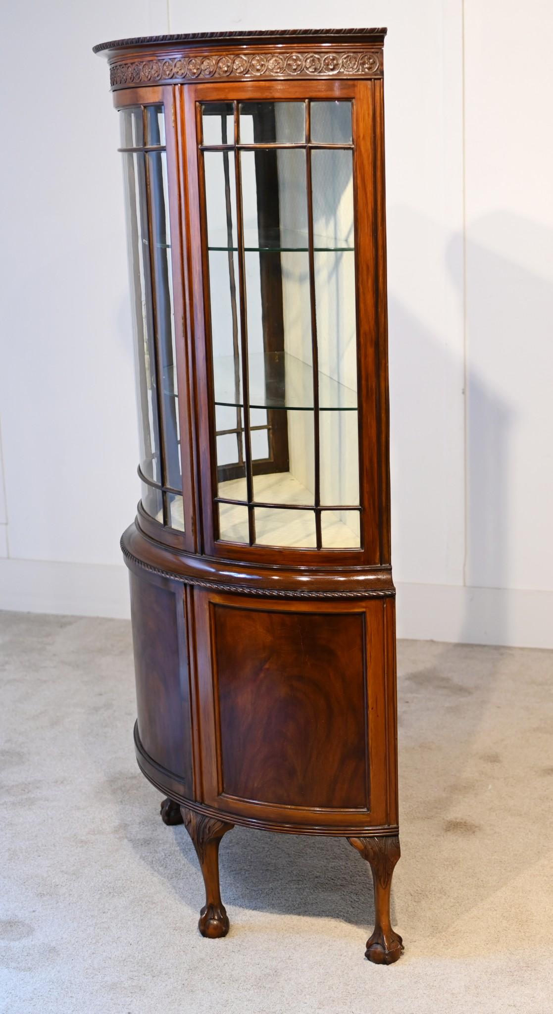 Edwardian Bow Front Display Cabinet Mahogany Vitrine 1900 1