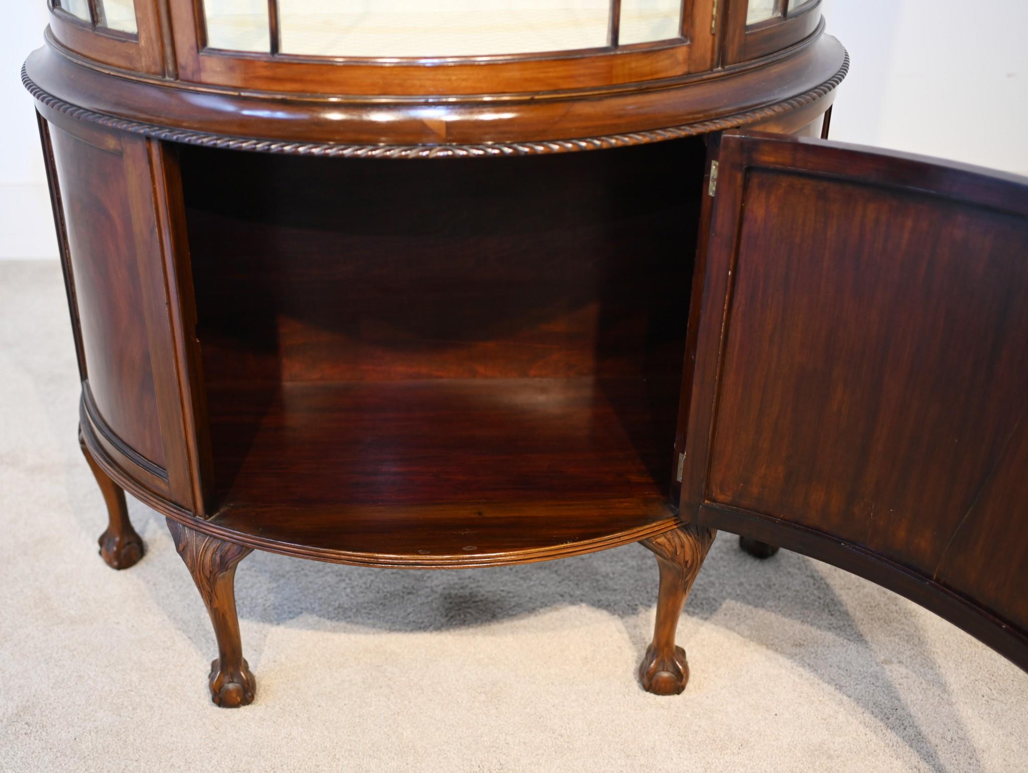 Edwardian Bow Front Display Cabinet Mahogany Vitrine 1900 2