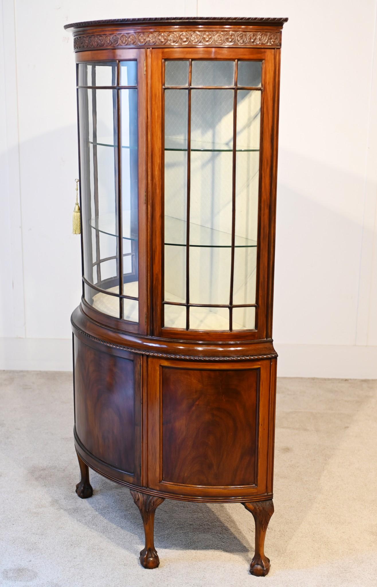 Edwardian Bow Front Display Cabinet Mahogany Vitrine 1900 3