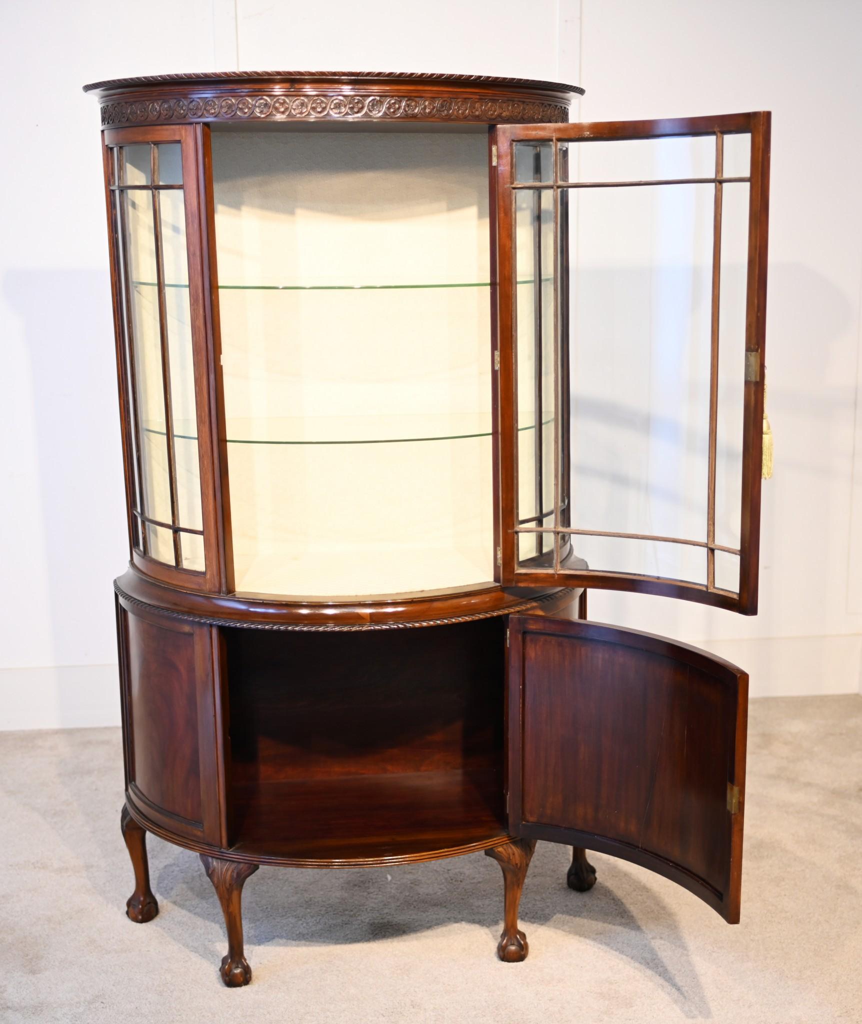 Edwardian Bow Front Display Cabinet Mahogany Vitrine 1900 5