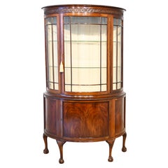 Edwardian Bow Front Display Cabinet Mahogany Vitrine 1900