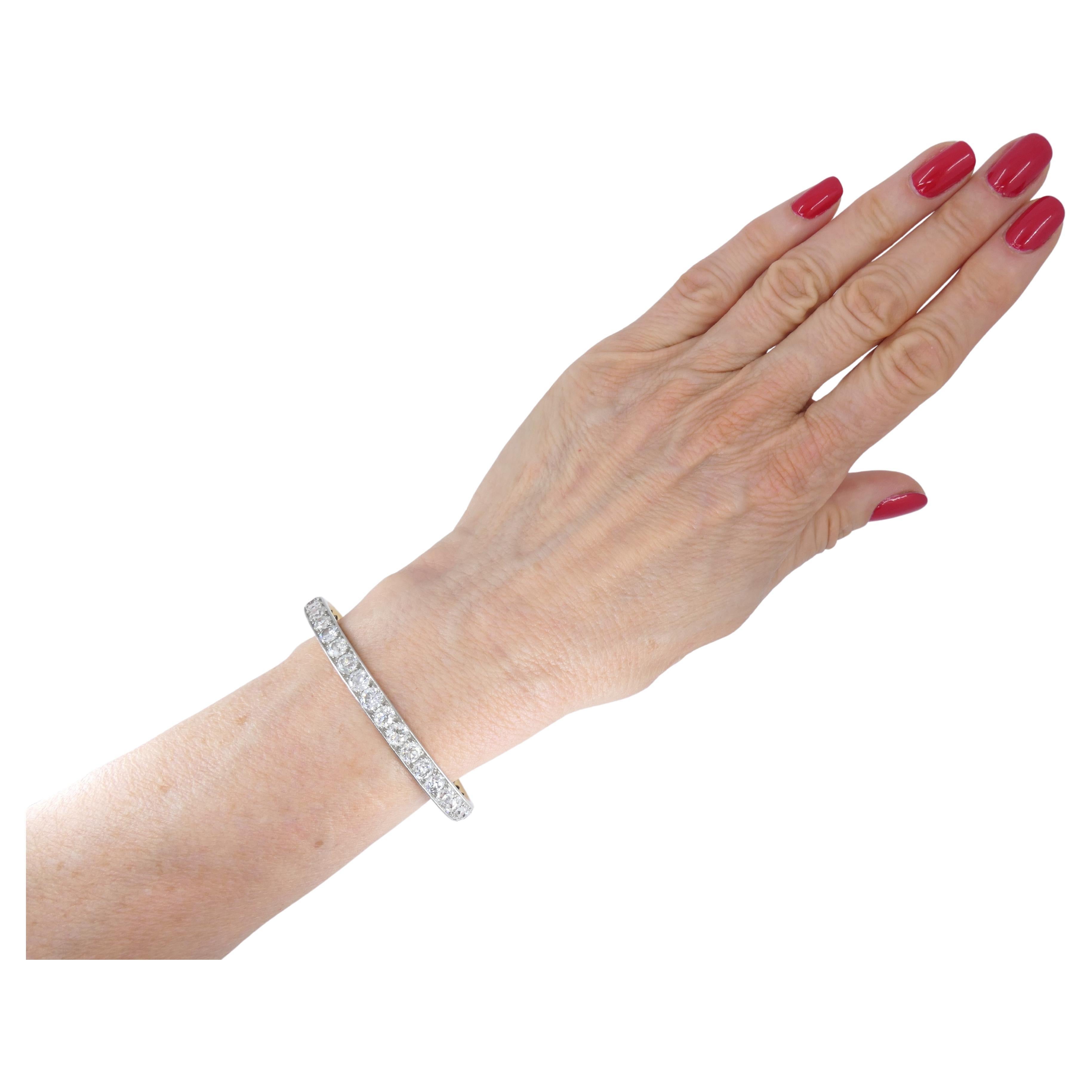Édouardien Bracelet Edwardien Vieux diamants de taille européenne Platine Or 18k Estate Jewelry en vente