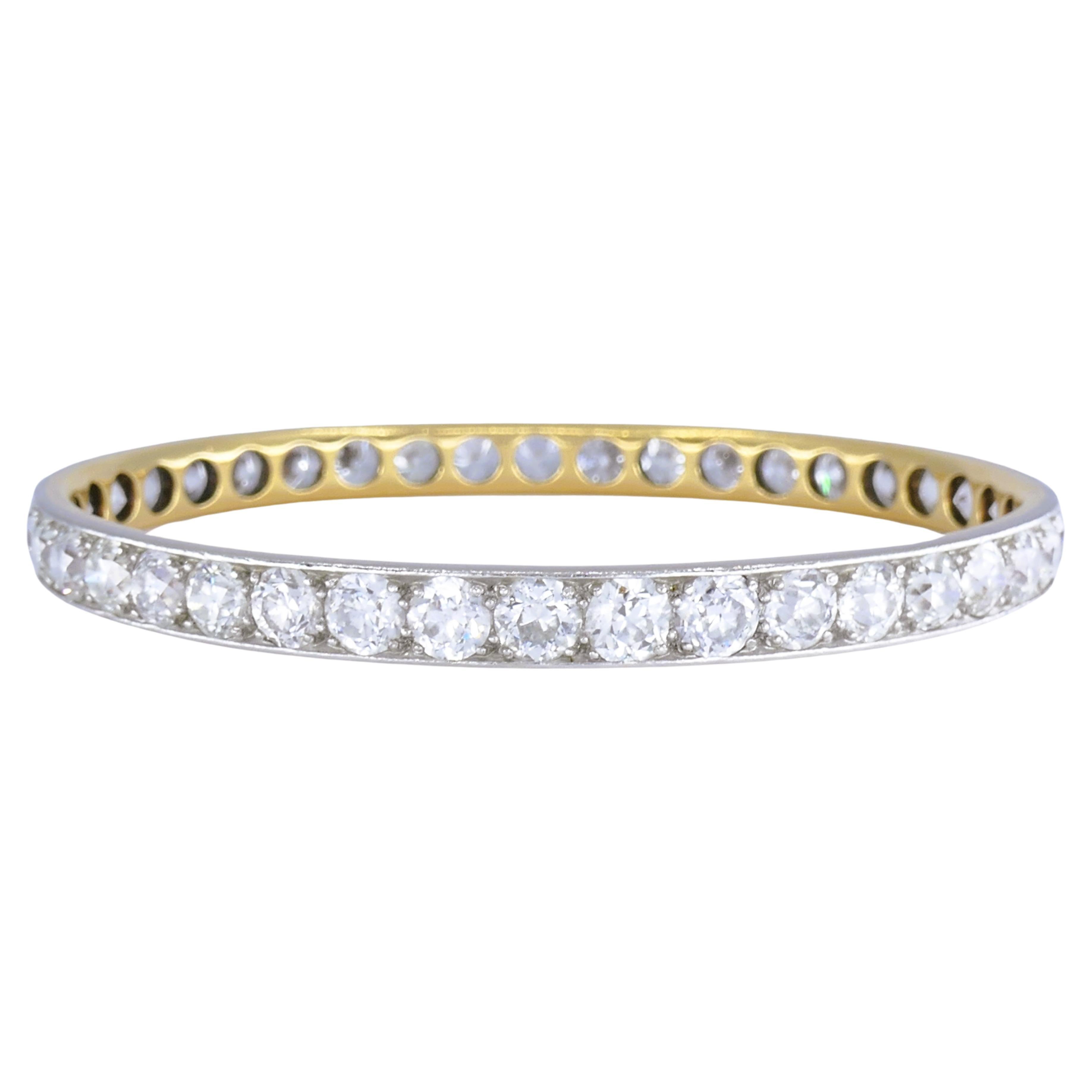 Bracelet Edwardien Vieux diamants de taille européenne Platine Or 18k Estate Jewelry Unisexe en vente