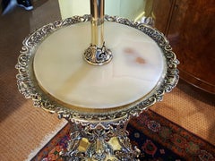 Edwardian Brass Adjustable Standard Oil Lamp