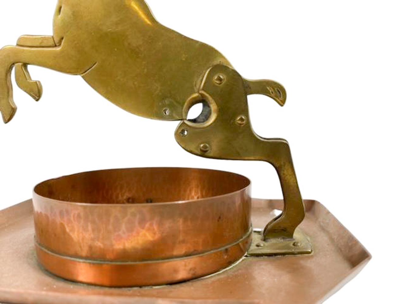 20th Century Edwardian Brass and Copper Figural WMF Cigar Cutter Attrib: Ignatius Taschner For Sale
