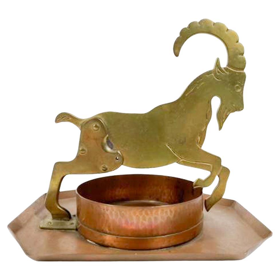 Edwardian Brass and Copper Figural WMF Cigar Cutter Attrib: Ignatius Taschner For Sale