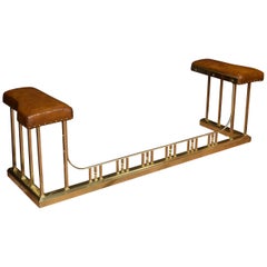 Edwardian Brass and Leather Upholstered Club Fender