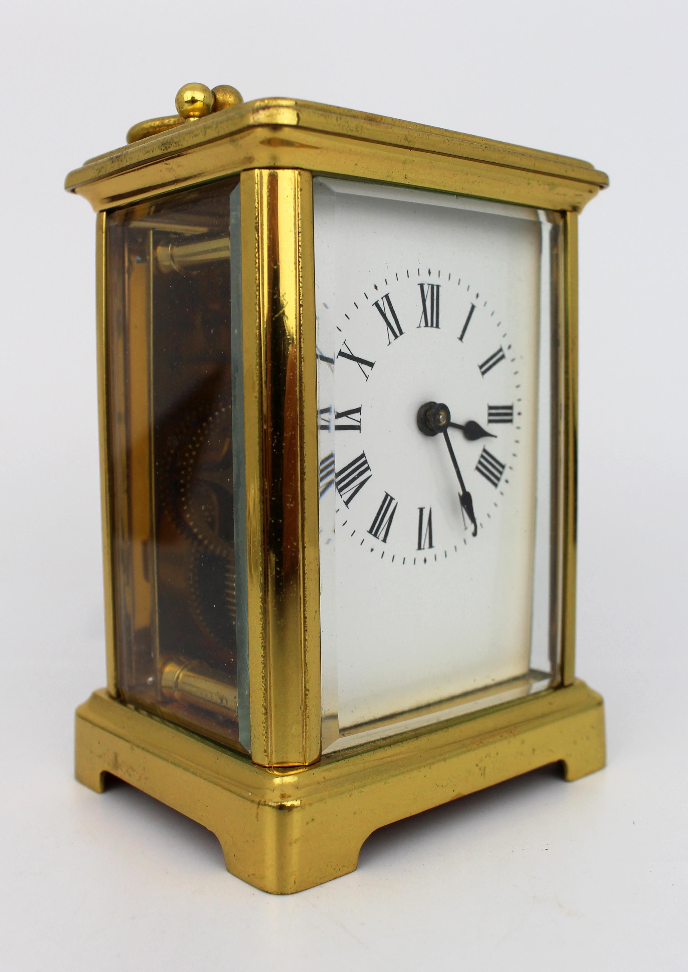 Européen Horloge à chariot en laiton de l'époque édouardienne avec mouvement suisse en vente