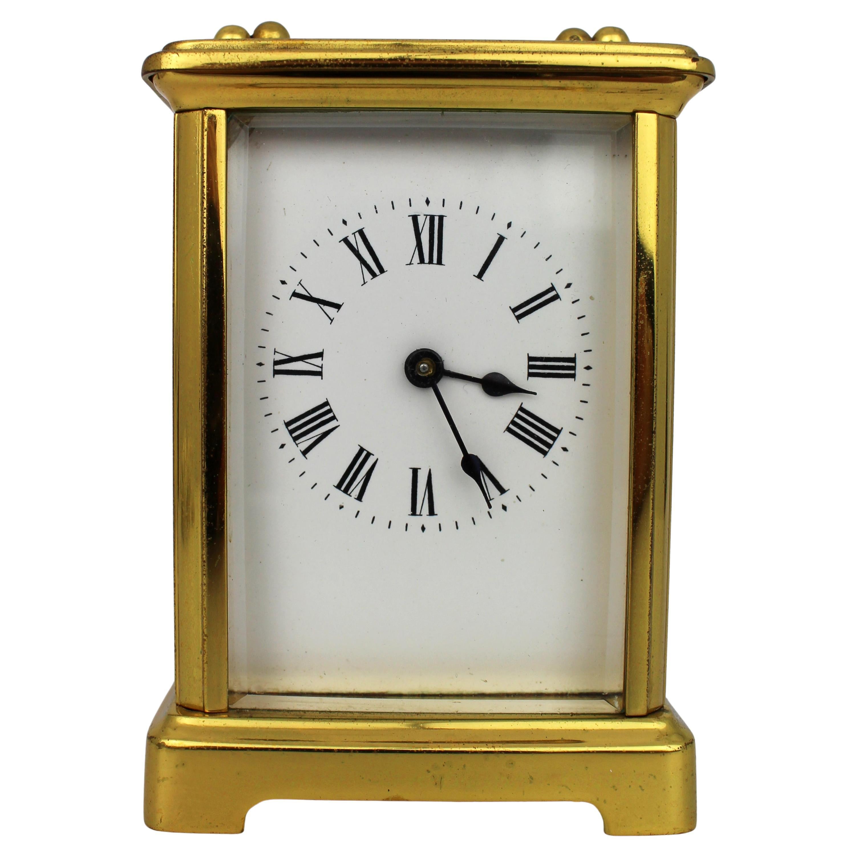 Horloge à chariot en laiton de l'époque édouardienne avec mouvement suisse en vente