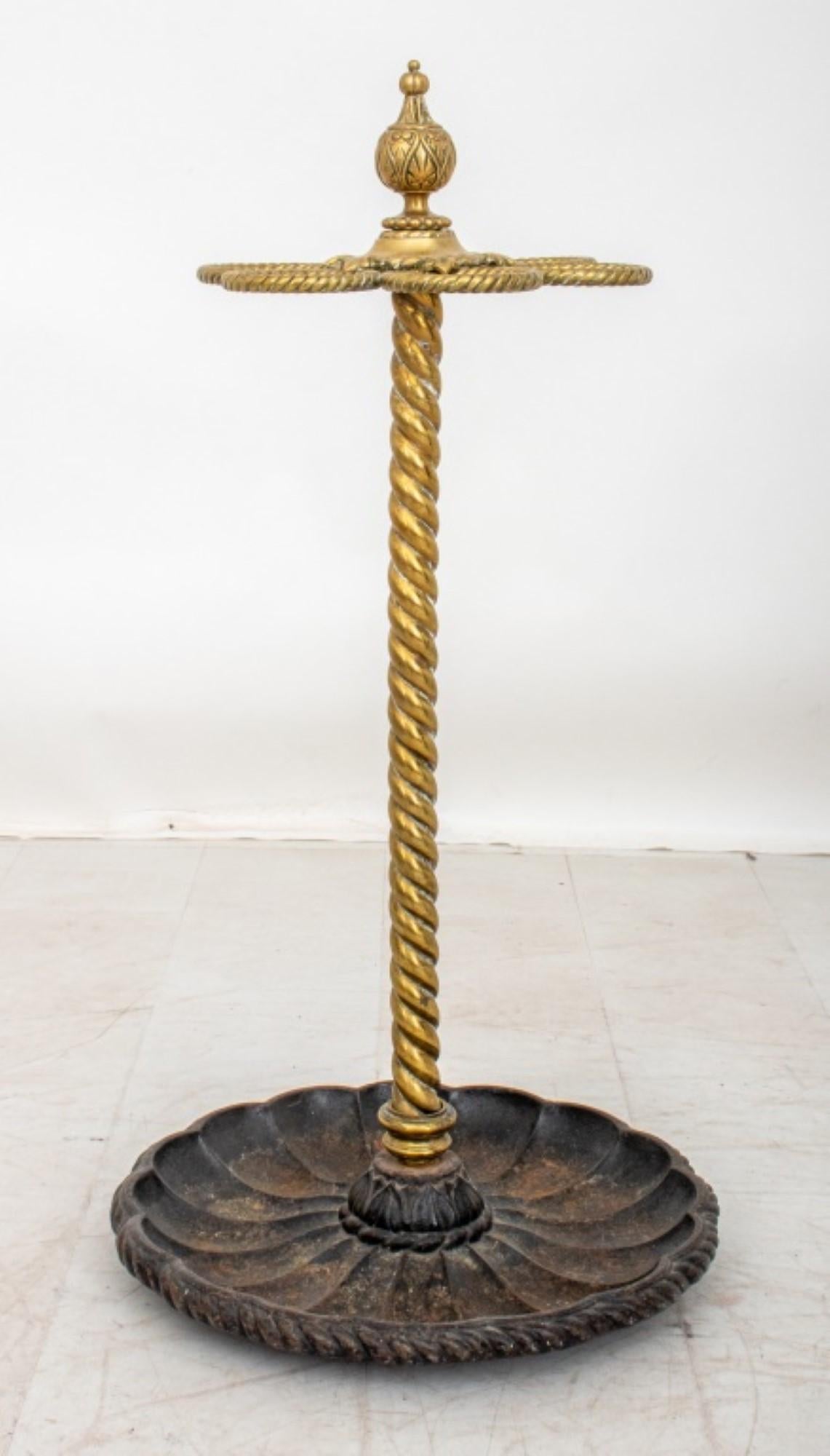Edwardian Brass & Cast Iron Stick & Umbrella Stand In Good Condition For Sale In New York, NY