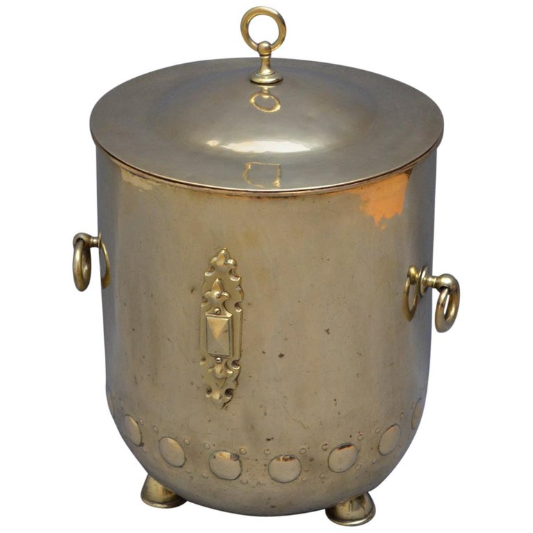 Edwardian Brass Coal Bin at 1stDibs