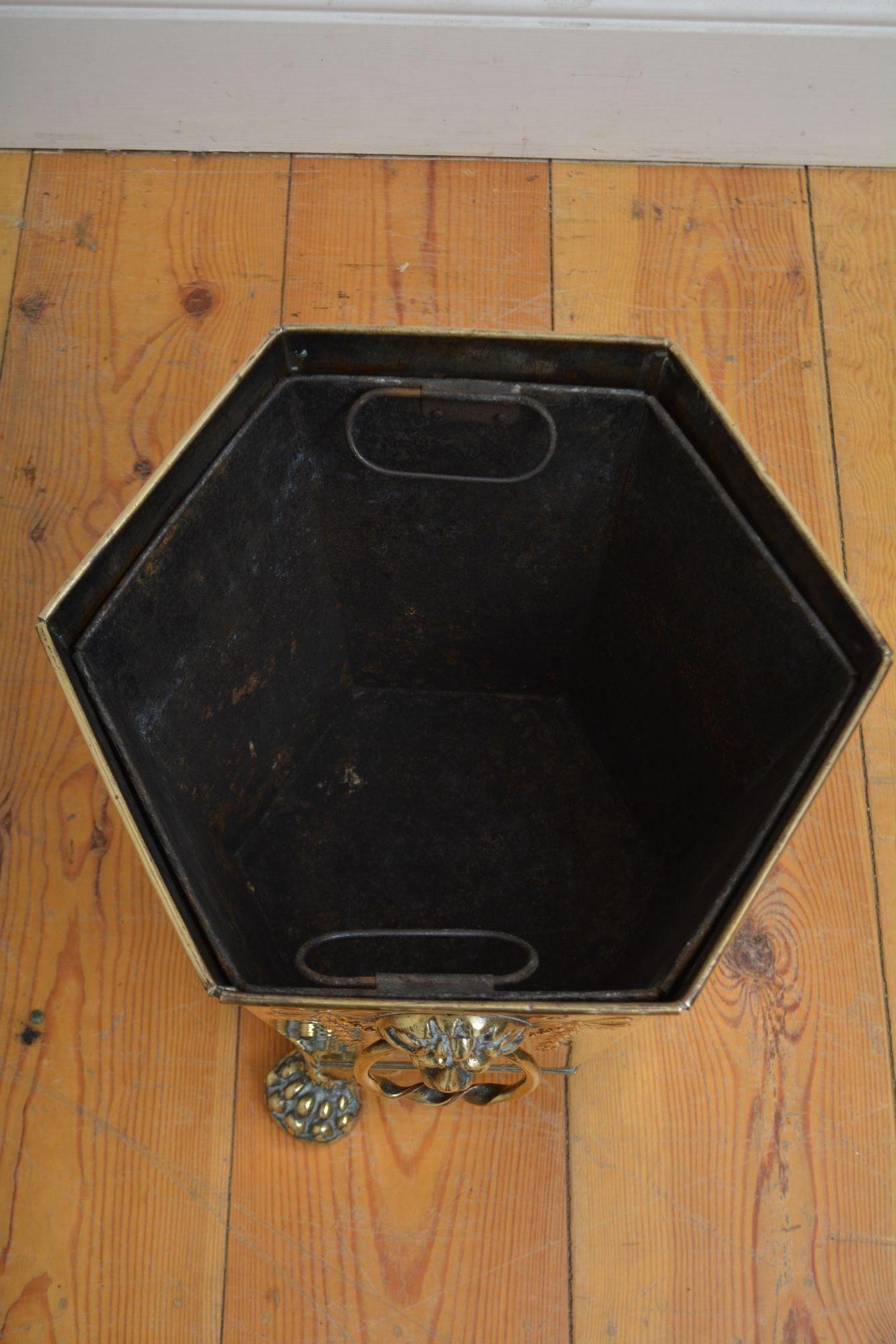 Edwardian Brass Coal Bin Plant Pot Planter For Sale 5