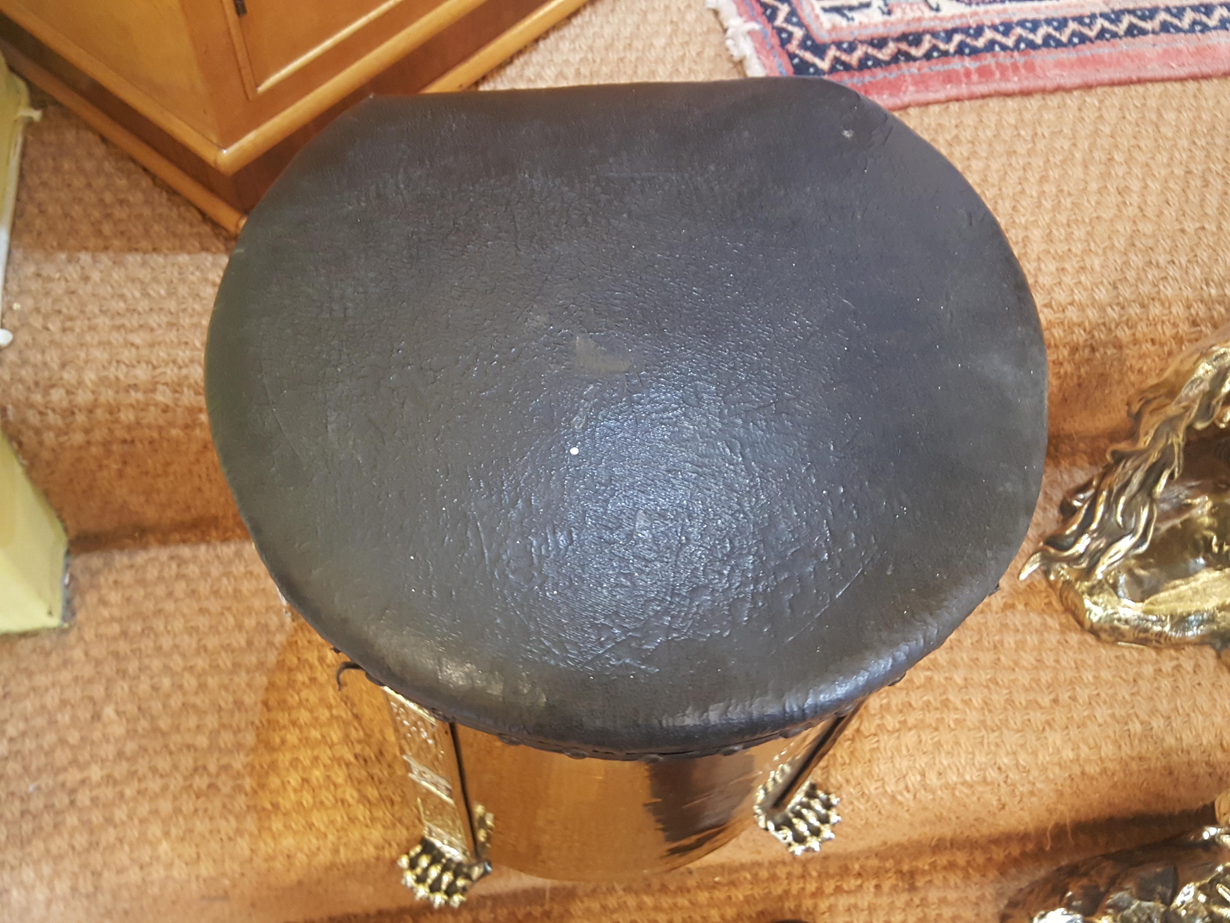 Edwardian Brass Coal Box Stool 1