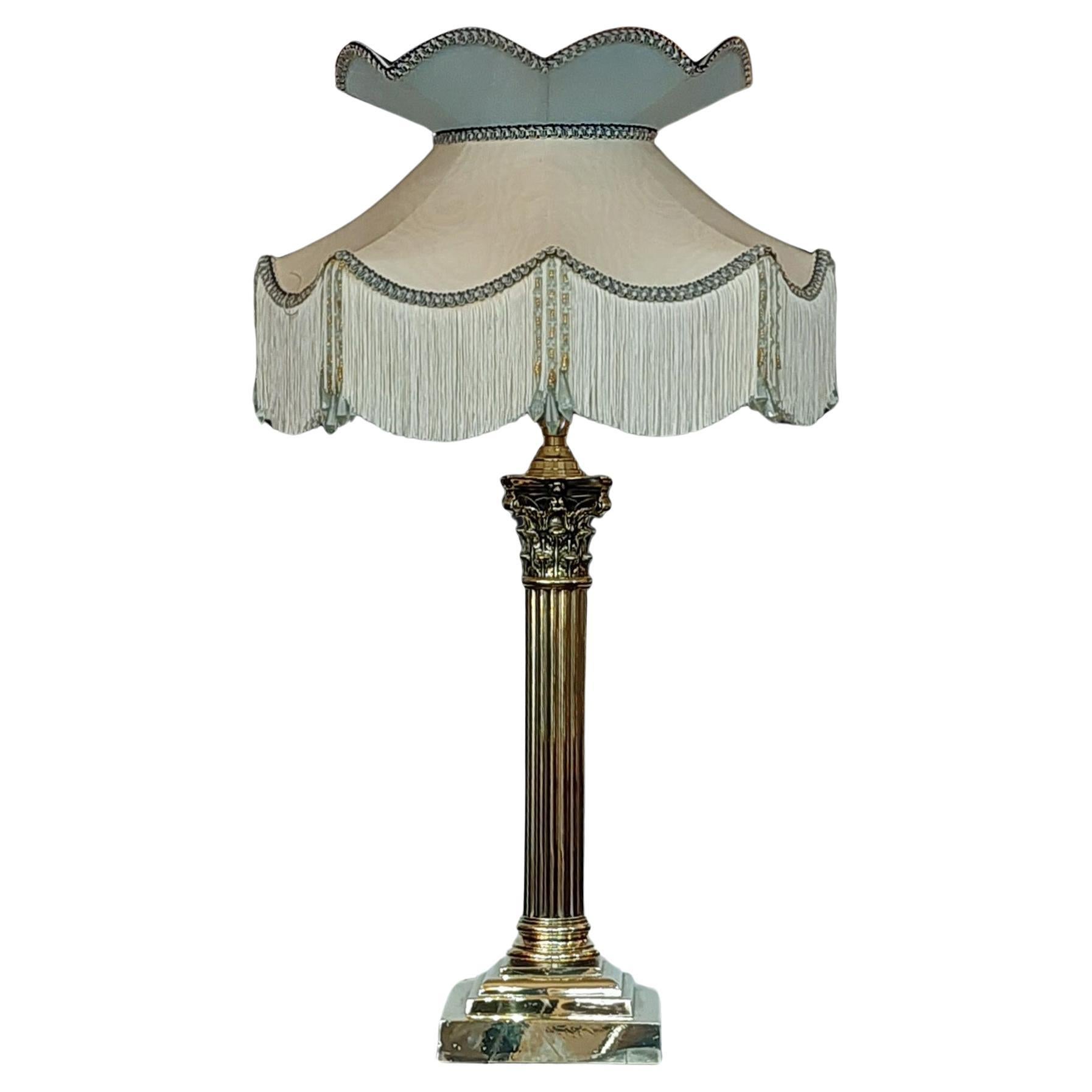 Edwardian Brass Corinthian Column Table Lamp 