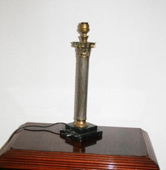 Edwardian Brass and Marble Corinthian Column Table Lamp.Early 20th Century
