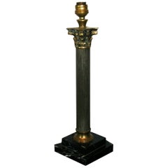 Edwardian Brass and Marble Corinthian Column Table Lamp.Early 20th Century