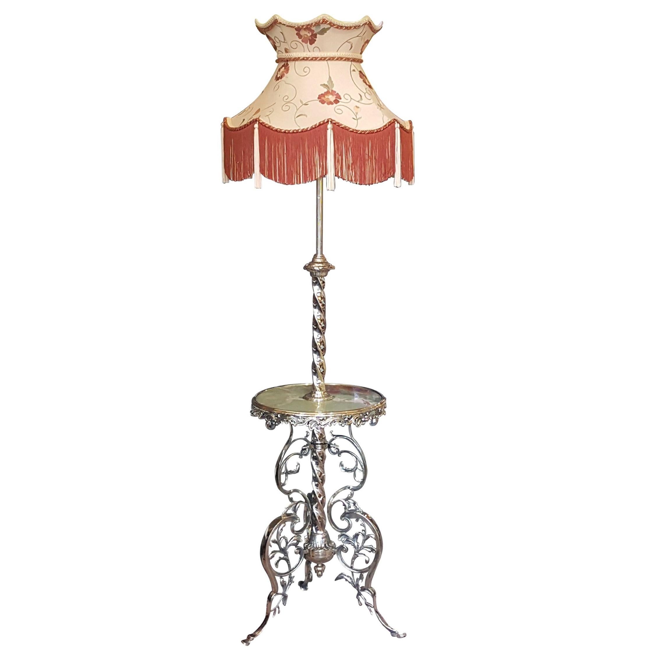 Edwardian Brass Extending Standard Lamp For Sale