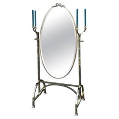 Edwardian Brass Framed Cheval Mirror Antique Edwardian Brass Framed Cheval Mirror