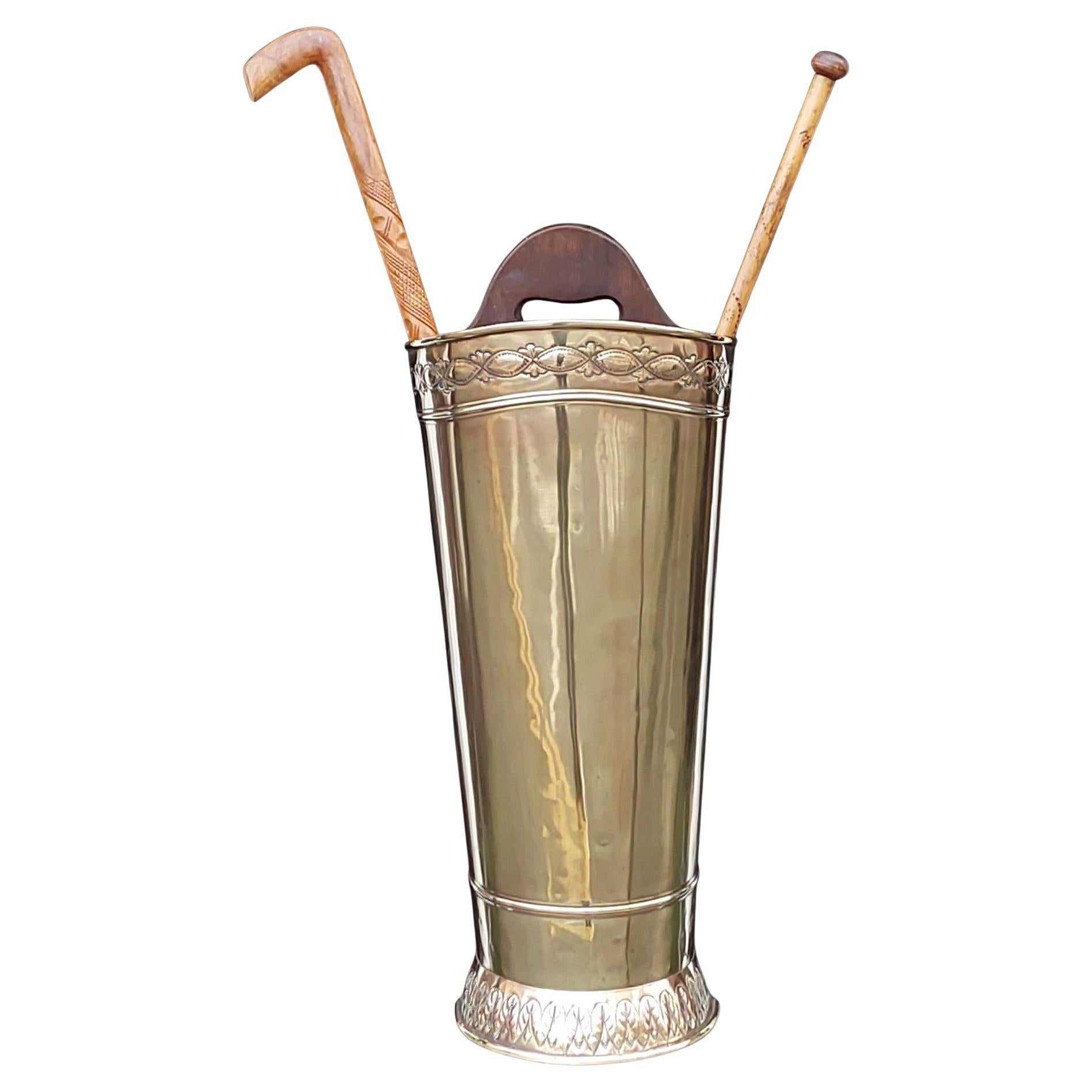 Edwardian Messing Halbmond Stick Stand