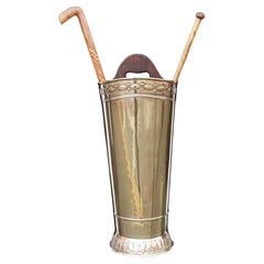 Stand de bâton demi-lune en laiton de l'époque édouardienne